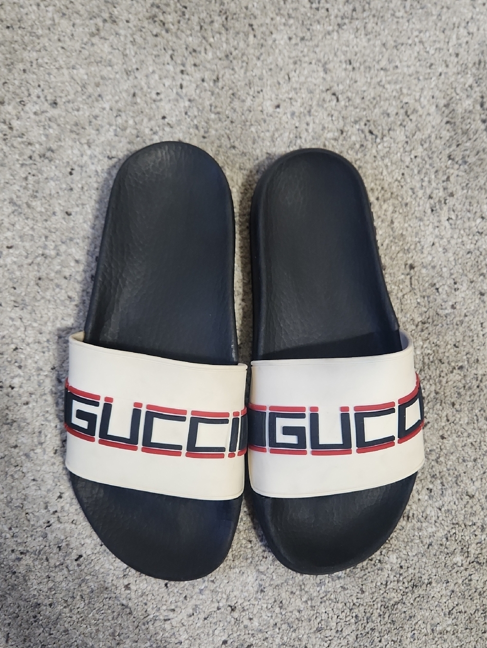 Gucci Stripe Rubber Pool Slide in Ecru Style 522884 Size 38 Women's 8 - Picture 5 of 15